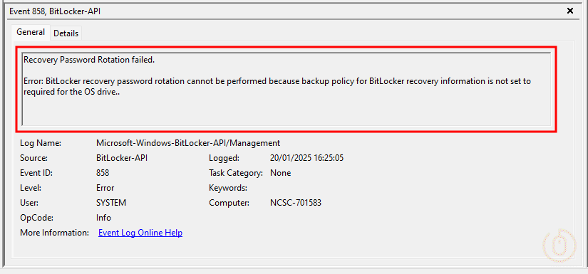 BitLocker Key Rotation Error