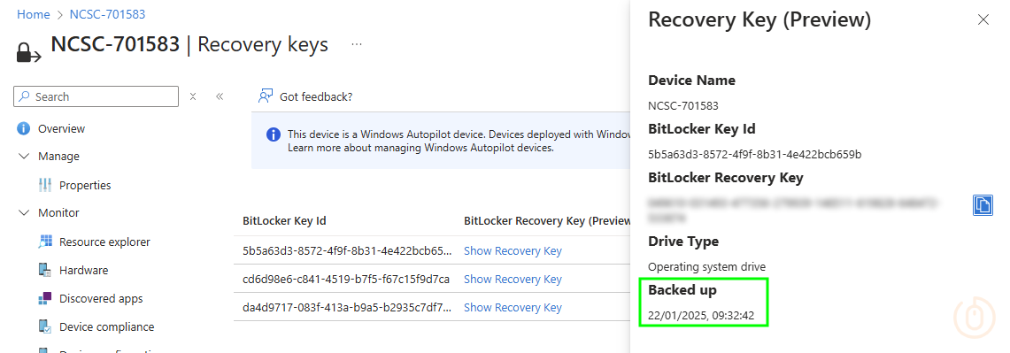 BitLocker Keys in Intune