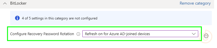 BitLocker Settings Catalog policy for BitLocker
