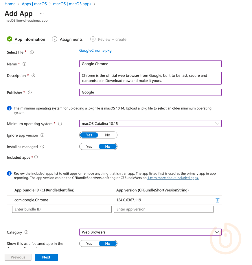 Line-of-business app for Google Chrome deployment