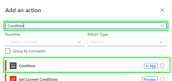Create a Condition Action